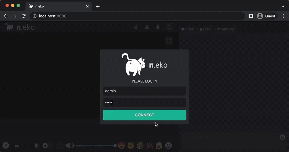 Neko 登录并进入远程 Firefox 的演示